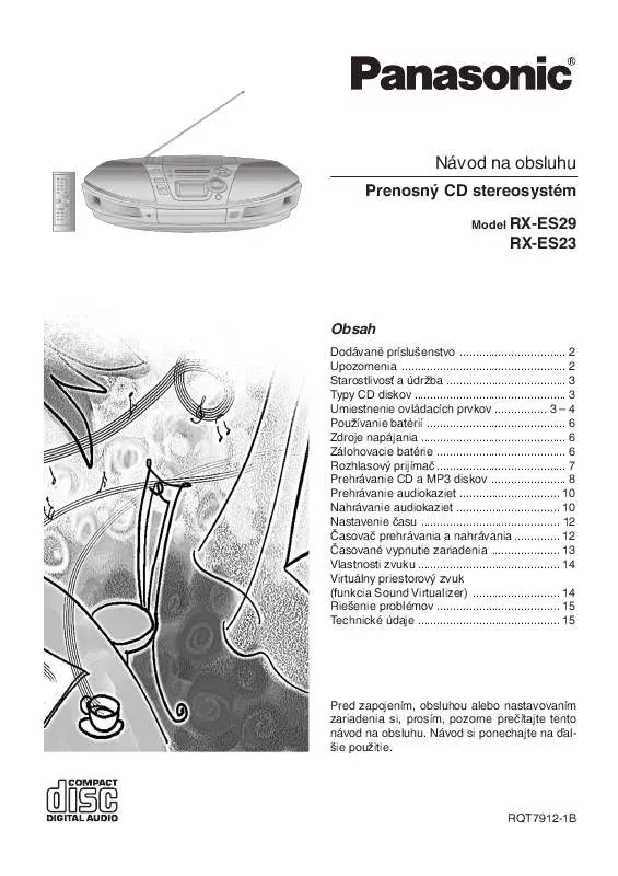 Mode d'emploi PANASONIC RXES29