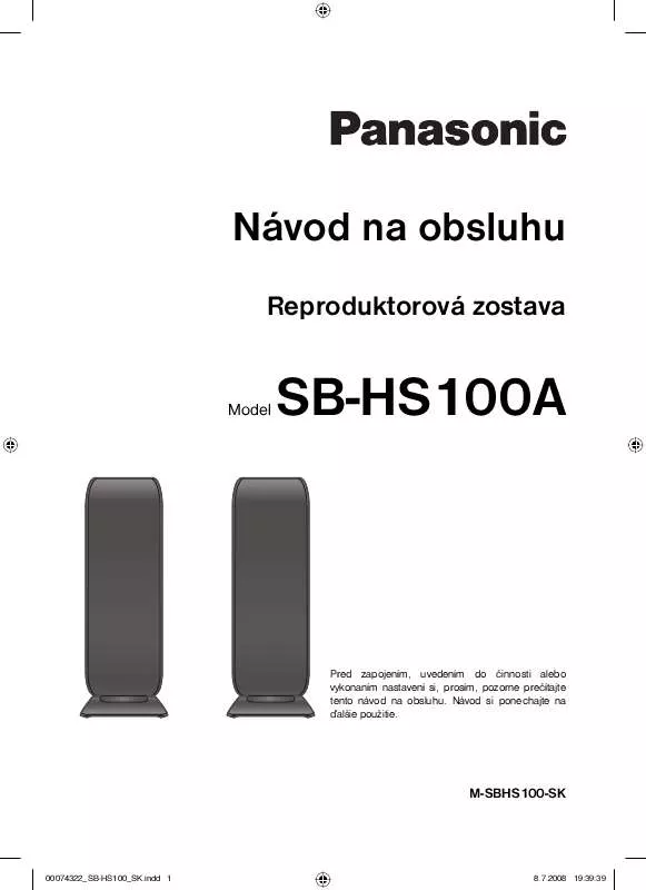 Mode d'emploi PANASONIC SBHS100A