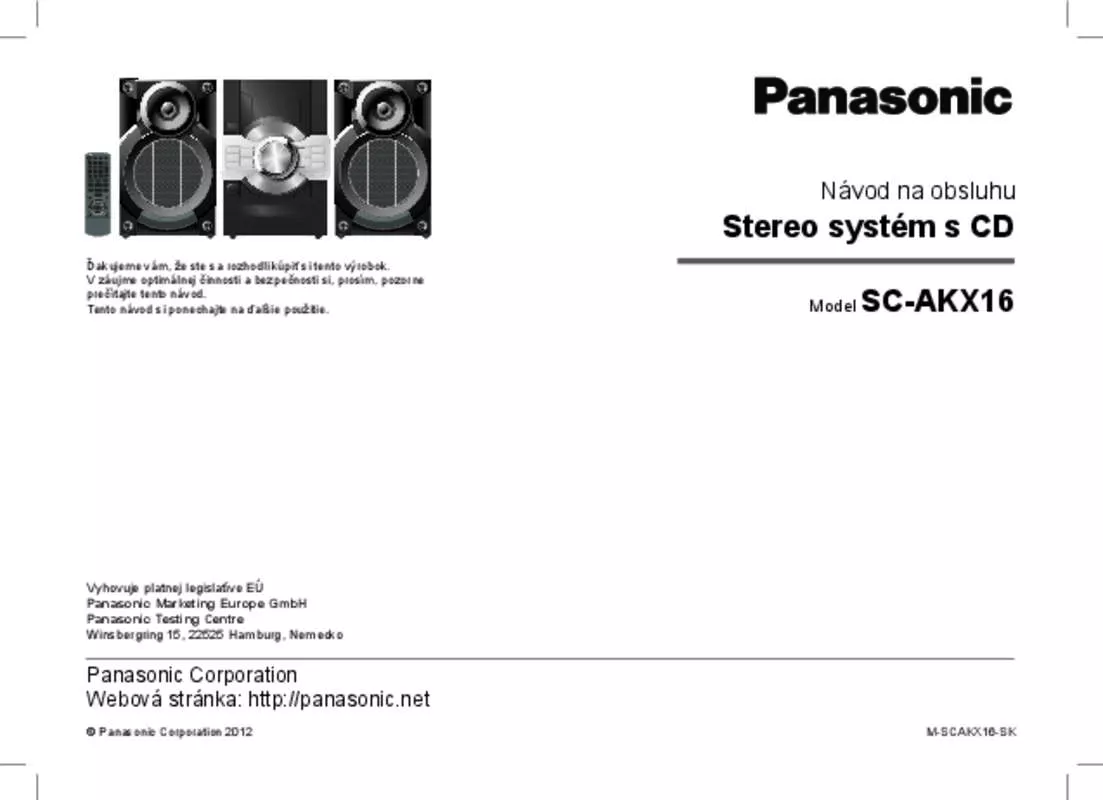 Mode d'emploi PANASONIC SC-AKX16E
