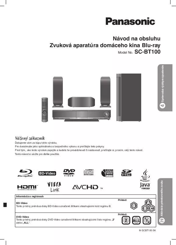 Mode d'emploi PANASONIC SCBT100