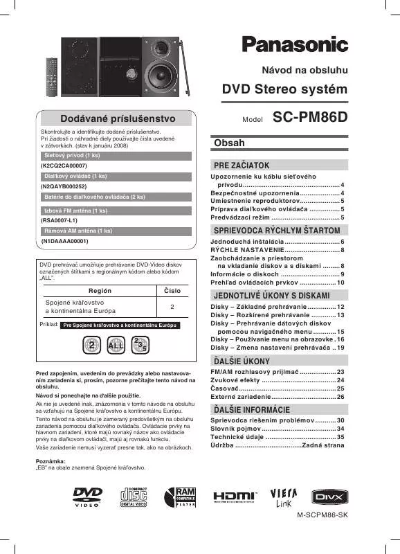 Mode d'emploi PANASONIC SCPM86D