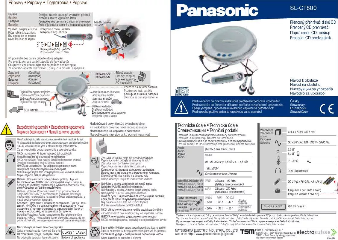 Mode d'emploi PANASONIC SLCT800P