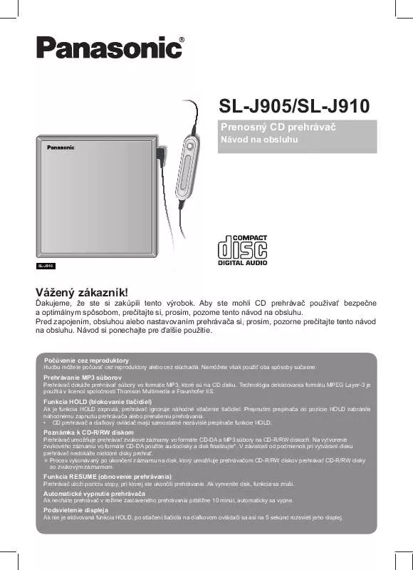 Mode d'emploi PANASONIC SLJ905