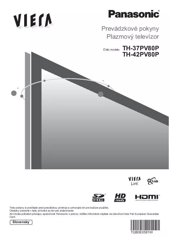 Mode d'emploi PANASONIC TH37PV80P