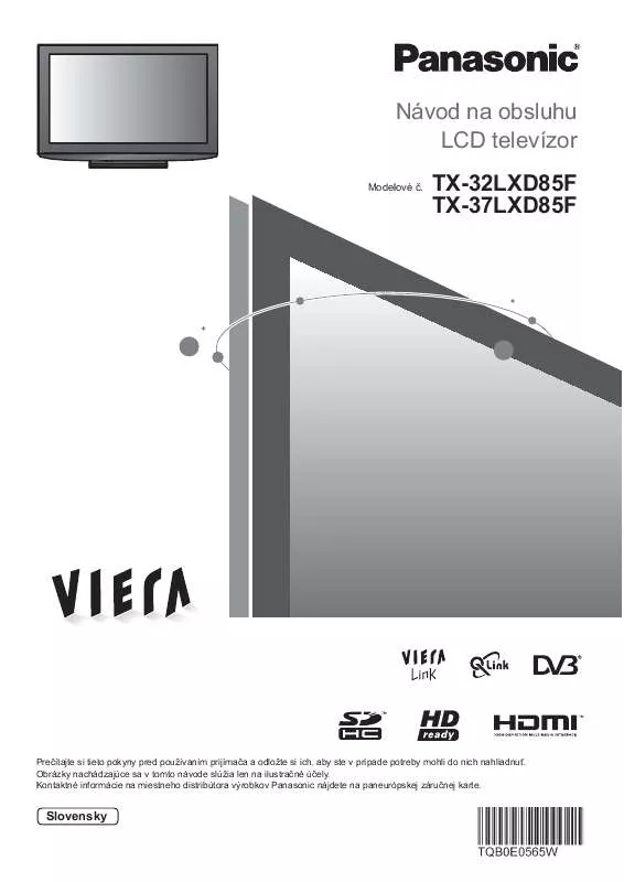 Mode d'emploi PANASONIC TX37LXD85F