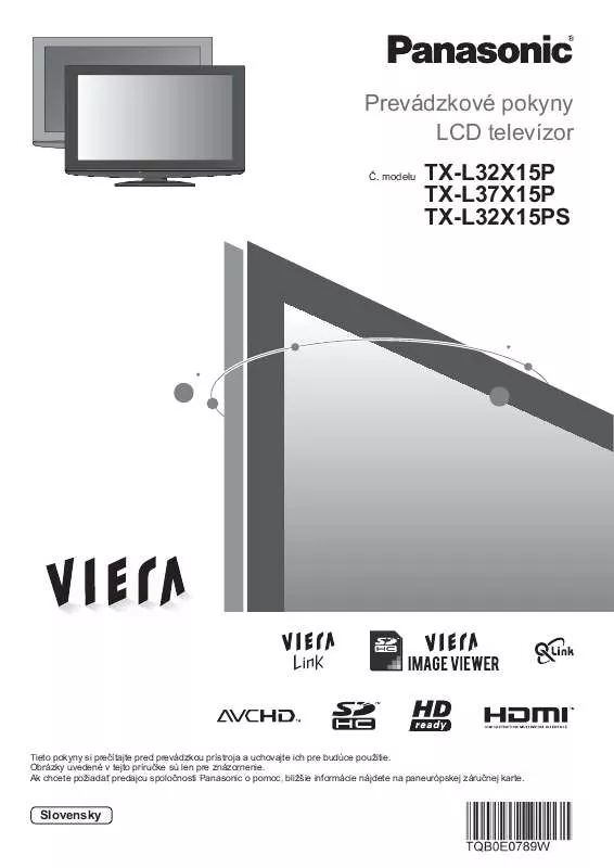 Mode d'emploi PANASONIC TXL37X15P