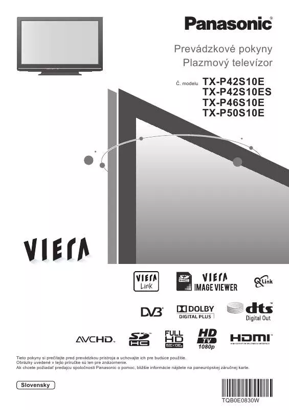 Mode d'emploi PANASONIC TXP42S10E