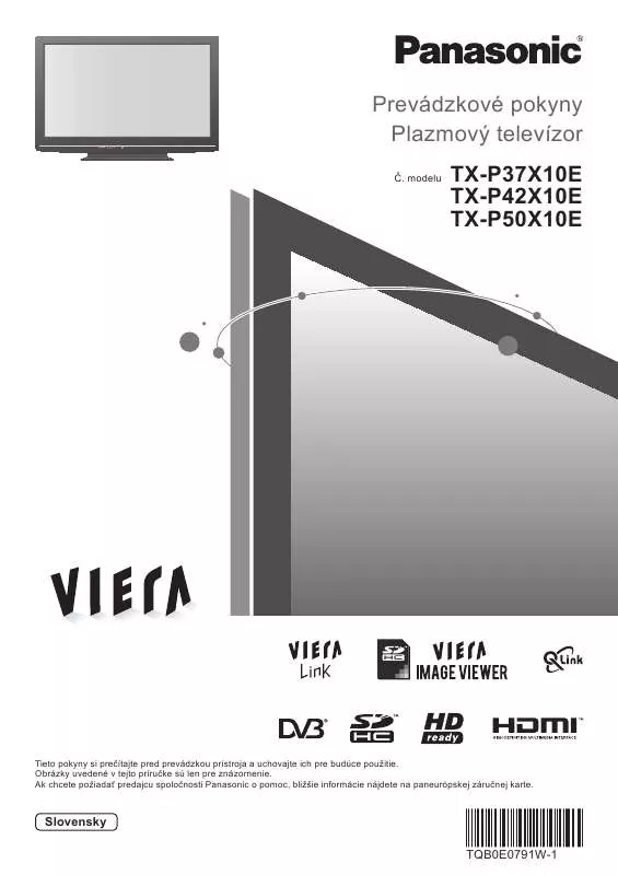 Mode d'emploi PANASONIC TXP42X10E