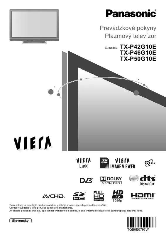 Mode d'emploi PANASONIC TXP50G10E