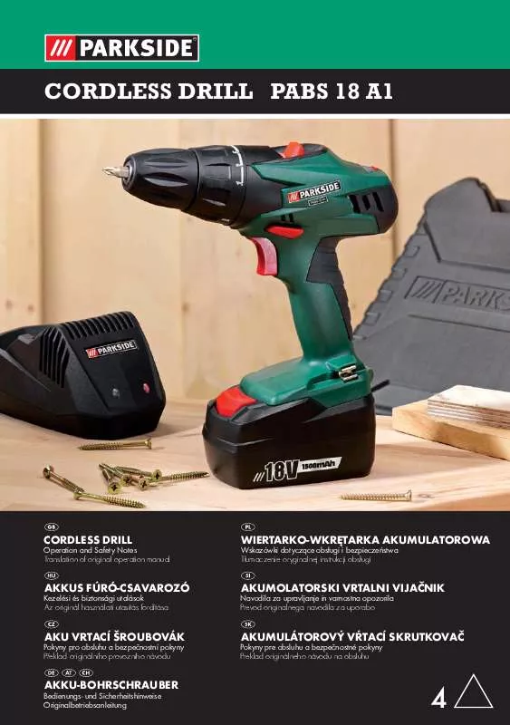 Mode d'emploi PARKSIDE PABS 18 A1 CORDLESS DRILL