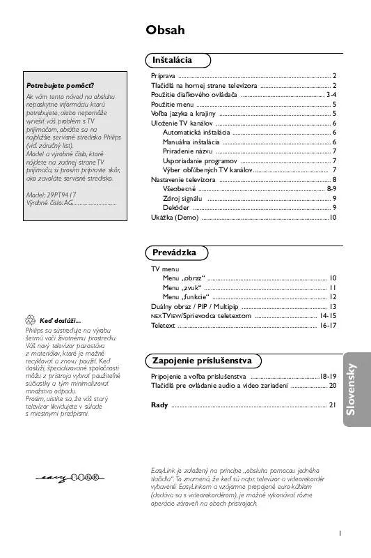 Mode d'emploi PHILIPS 29PT9417