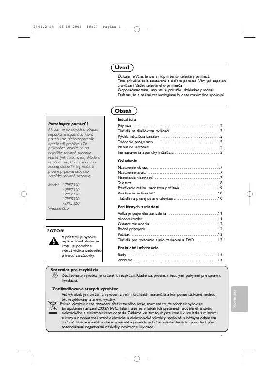 Mode d'emploi PHILIPS 37PF5320