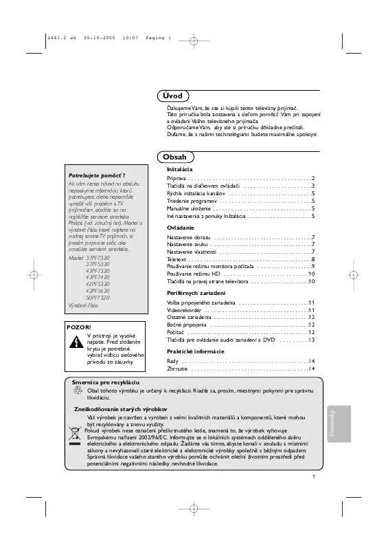 Mode d'emploi PHILIPS 42PF5620