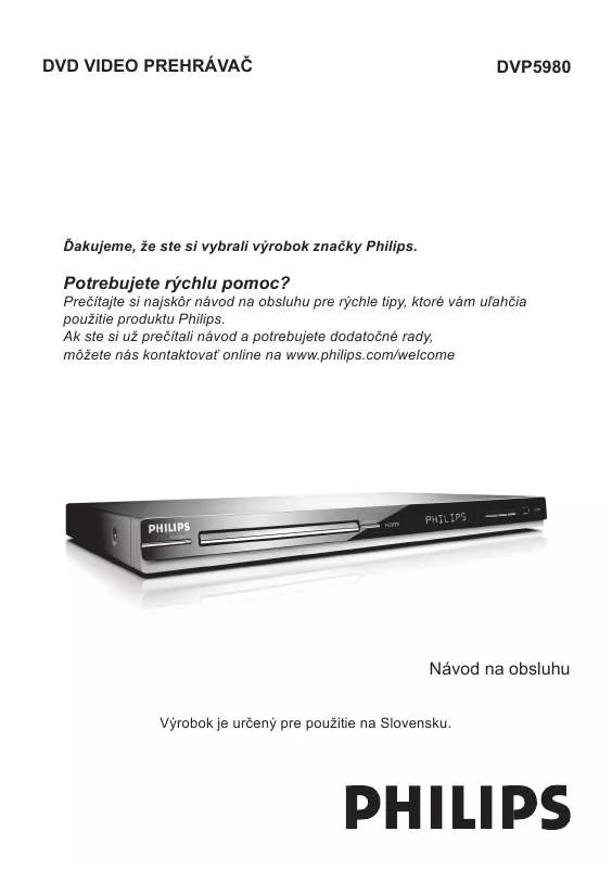 Mode d'emploi PHILIPS DVP5980