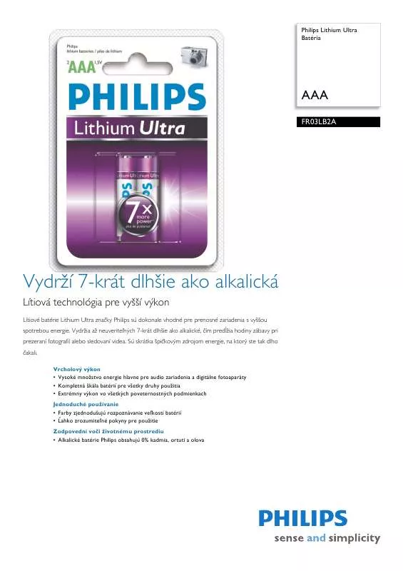 Mode d'emploi PHILIPS FR03LB2A