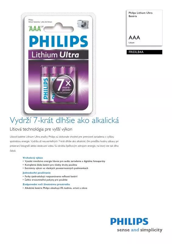 Mode d'emploi PHILIPS FR03LB4A