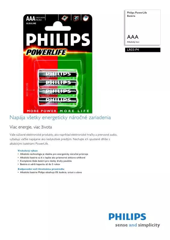 Mode d'emploi PHILIPS LR03-P4