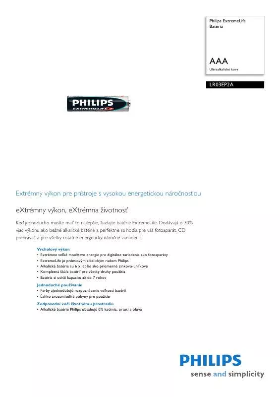 Mode d'emploi PHILIPS LR03EP2A