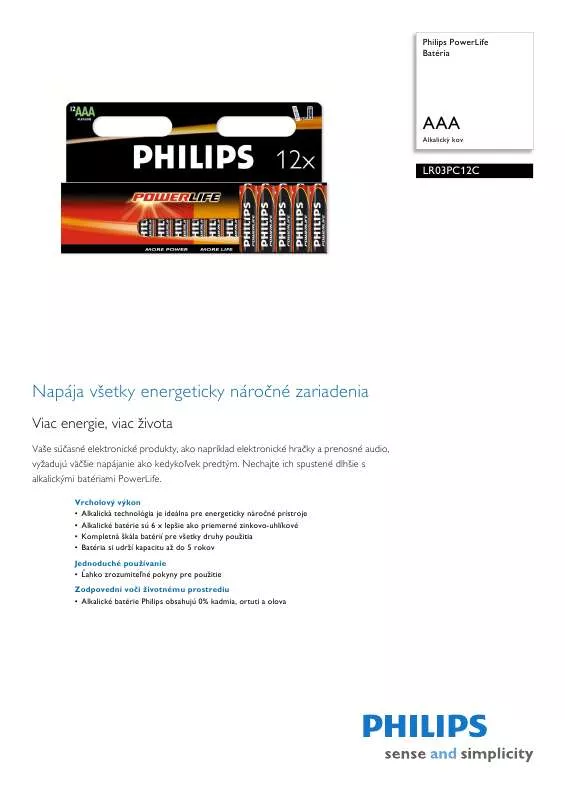 Mode d'emploi PHILIPS LR03PC12C