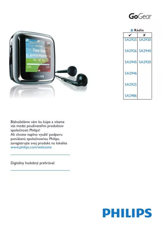 Mode d'emploi PHILIPS SA2920