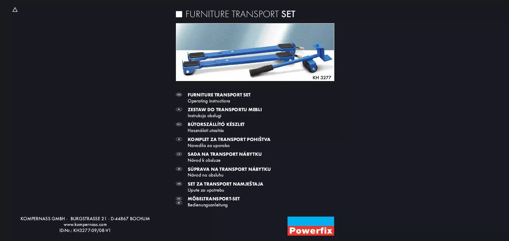 Mode d'emploi POWERFIX KH 3277 FURNITURE TRANSPORT SET