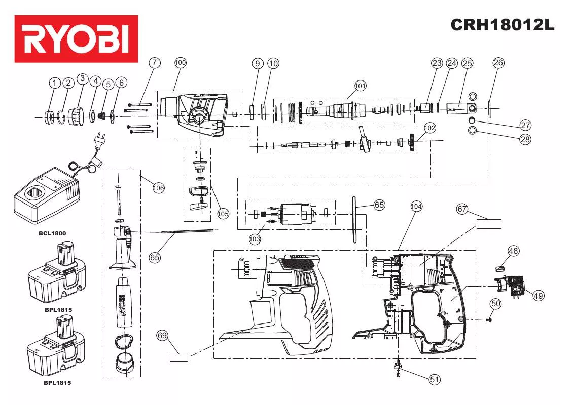 Mode d'emploi RYOBI CRH18012L