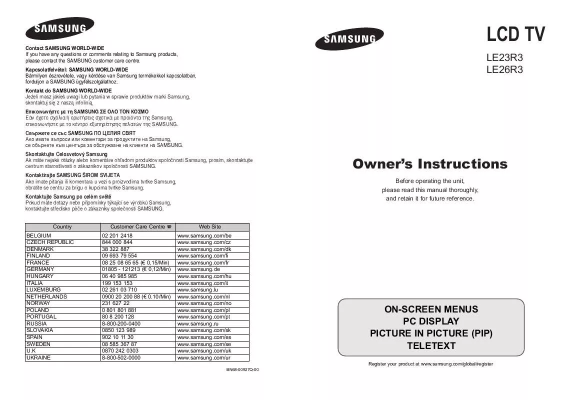 Mode d'emploi SAMSUNG LE23R32B