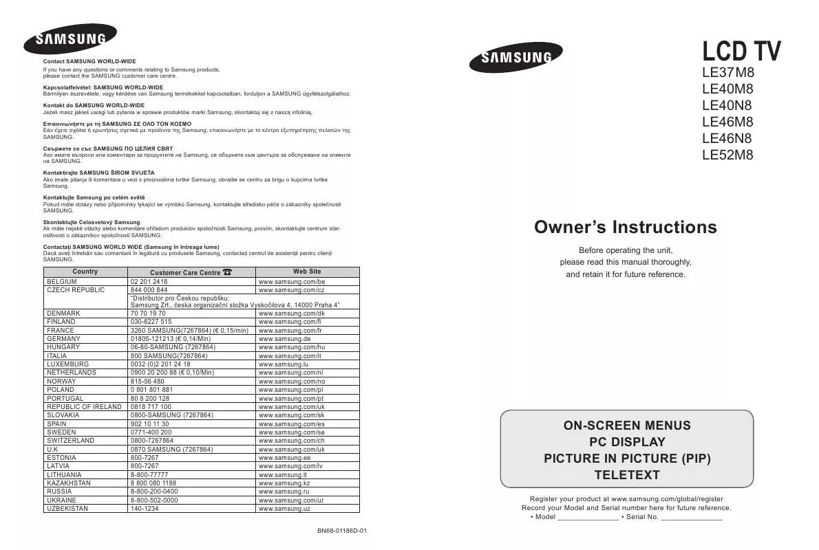 Mode d'emploi SAMSUNG LE46M87BD