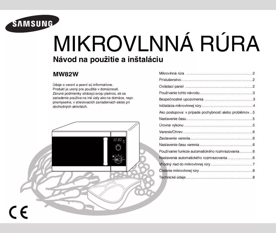 Mode d'emploi SAMSUNG MW82W-S/XEH