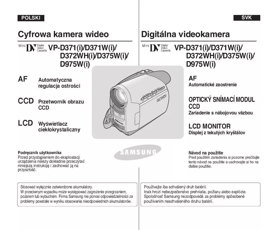 Mode d'emploi SAMSUNG VP-D372WH