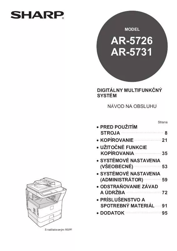 Mode d'emploi SHARP AR-5726