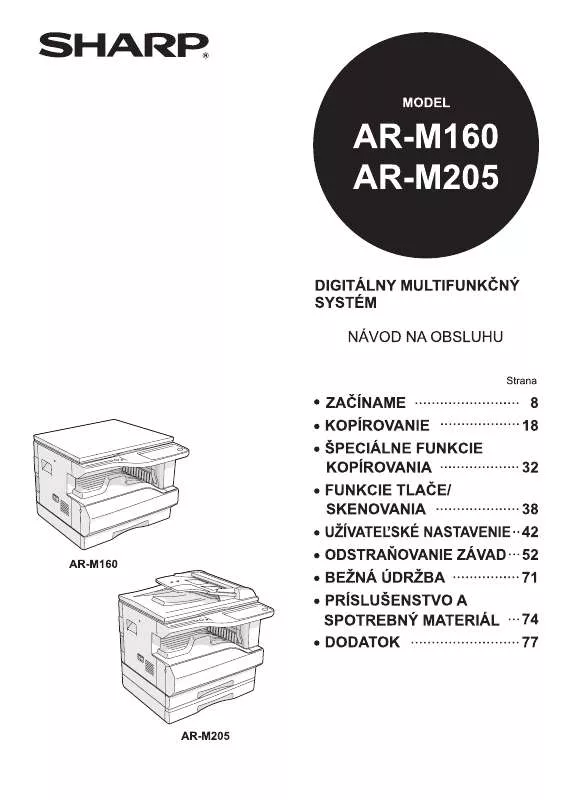 Mode d'emploi SHARP AR-M160/M205
