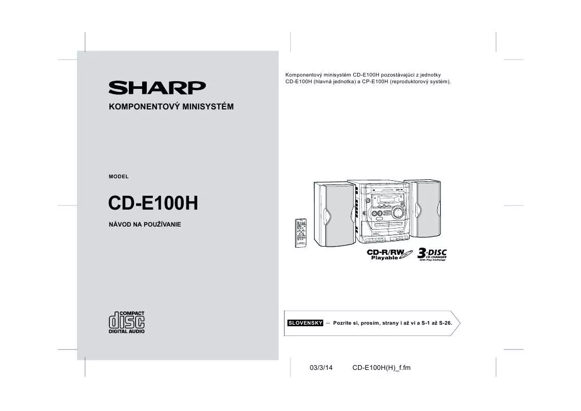 Mode d'emploi SHARP CD-E100H
