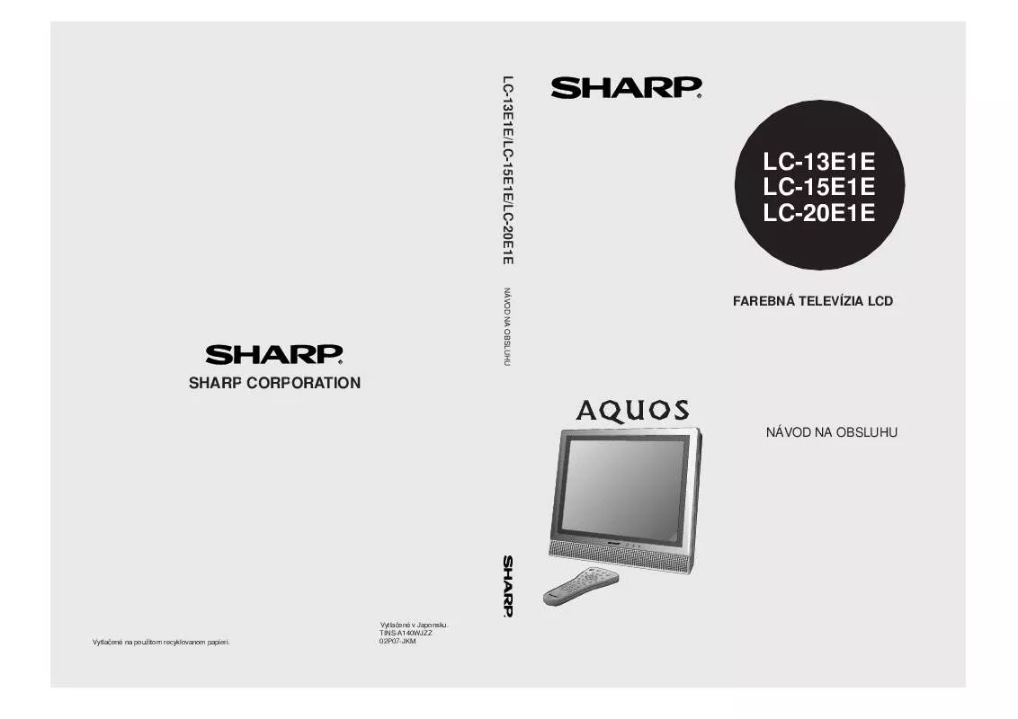 Mode d'emploi SHARP LC-13/15/20E1E