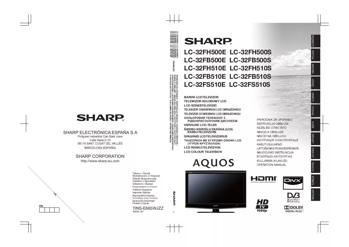 Mode d'emploi SHARP LC-32FH500E