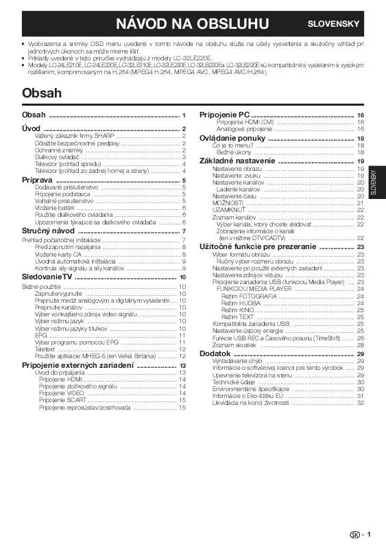 Mode d'emploi SHARP LC-32LB220E