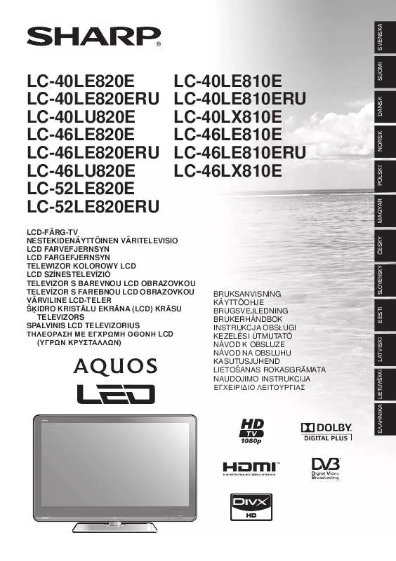 Mode d'emploi SHARP LC-40LE810ERU LC-40LU820E