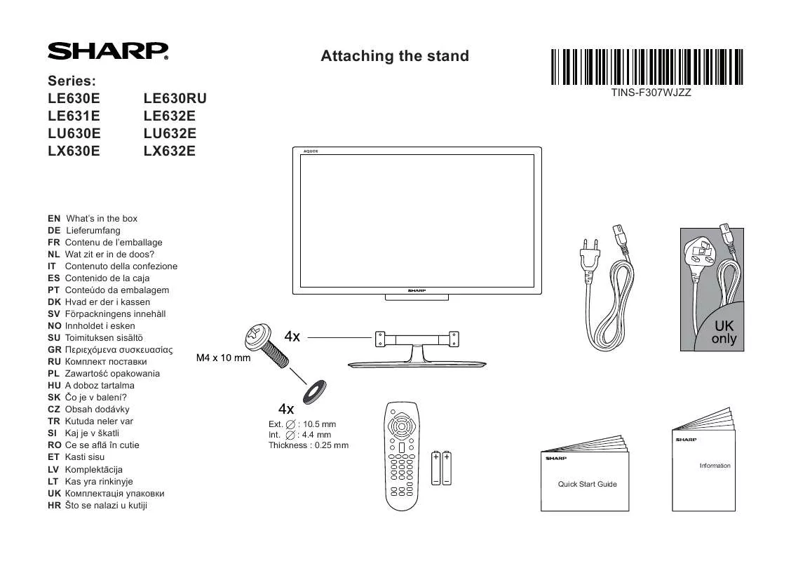 Mode d'emploi SHARP LE632E