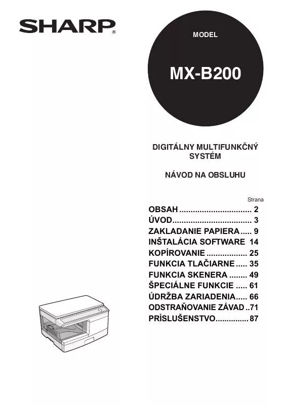 Mode d'emploi SHARP MX-B200