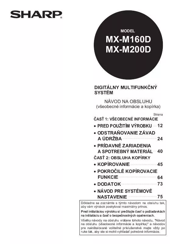 Mode d'emploi SHARP MX-M200D