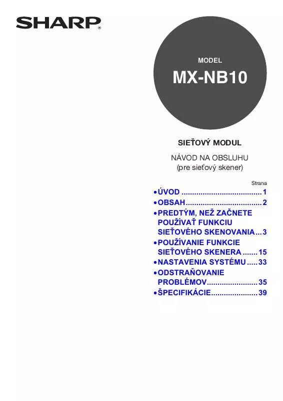 Mode d'emploi SHARP MX-NB10