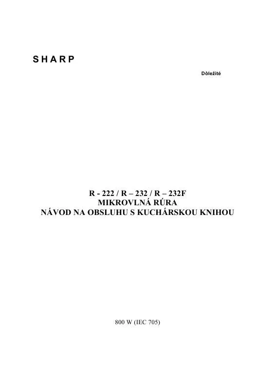 Mode d'emploi SHARP R-222/232/232F