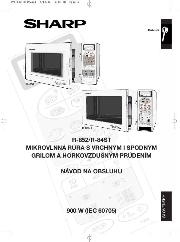 Mode d'emploi SHARP R-852/84ST