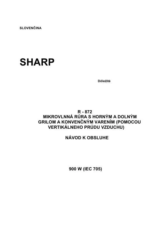 Mode d'emploi SHARP R-872