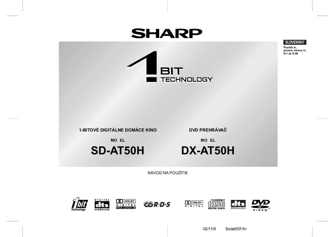 Mode d'emploi SHARP SD/DX-AT50H