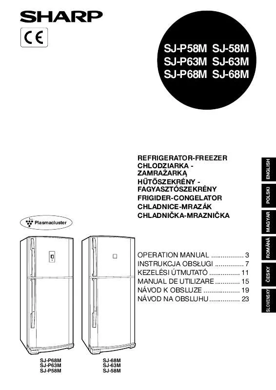 Mode d'emploi SHARP SJ-P58M/P63M/P68M/58M/63M/68M