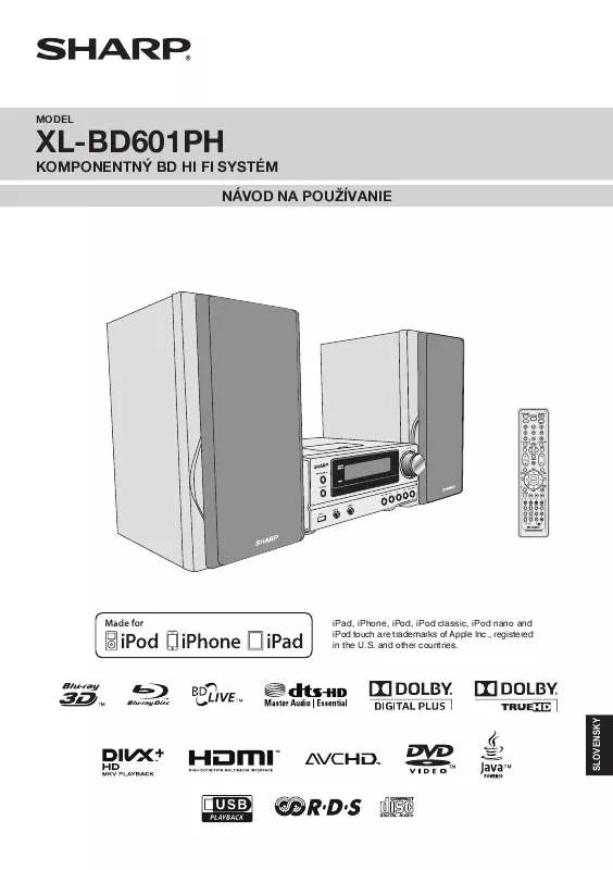 Mode d'emploi SHARP XL-BD601PH