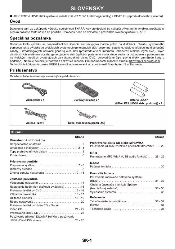 Mode d'emploi SHARP XL-E171DVH