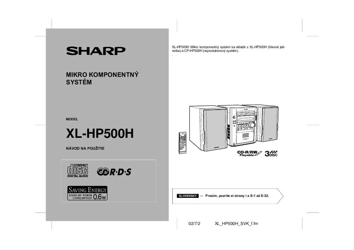 Mode d'emploi SHARP XL-HP500H