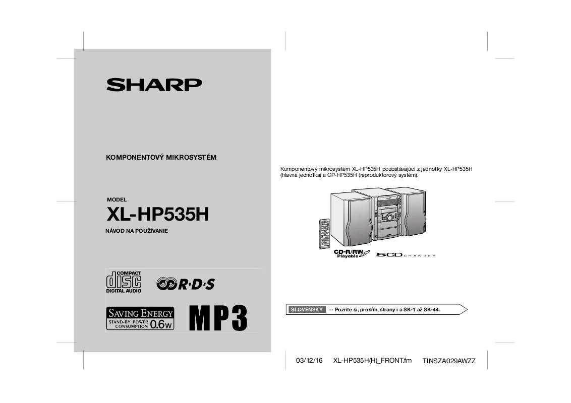 Mode d'emploi SHARP XL-HP535H